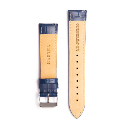 20mm Blue mock-croc Leather Watch Strap - Kartel