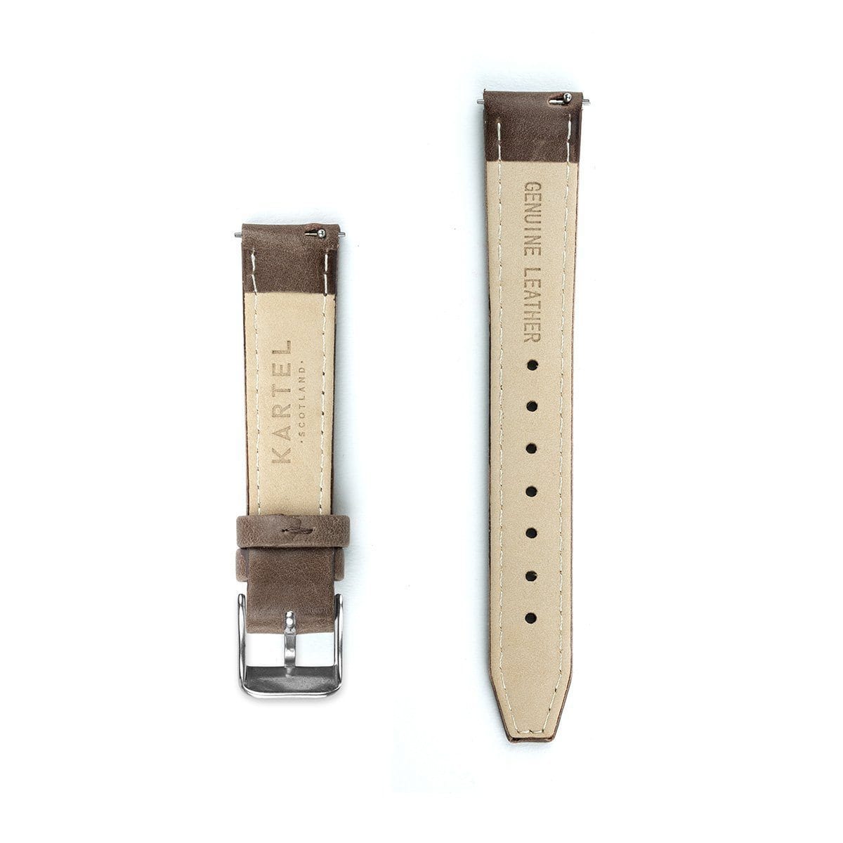 Brown Stitched Leather Watch Strap - 16mm Width Watch Strap - Kartel Scotland