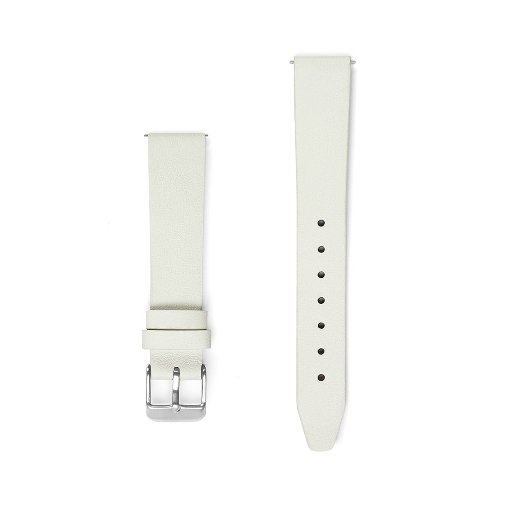16mm Flat Grained Leather Strap - White