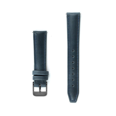 Navy Blue Stitched Leather Watch Strap - 16mm Width Watch Strap - Kartel Scotland