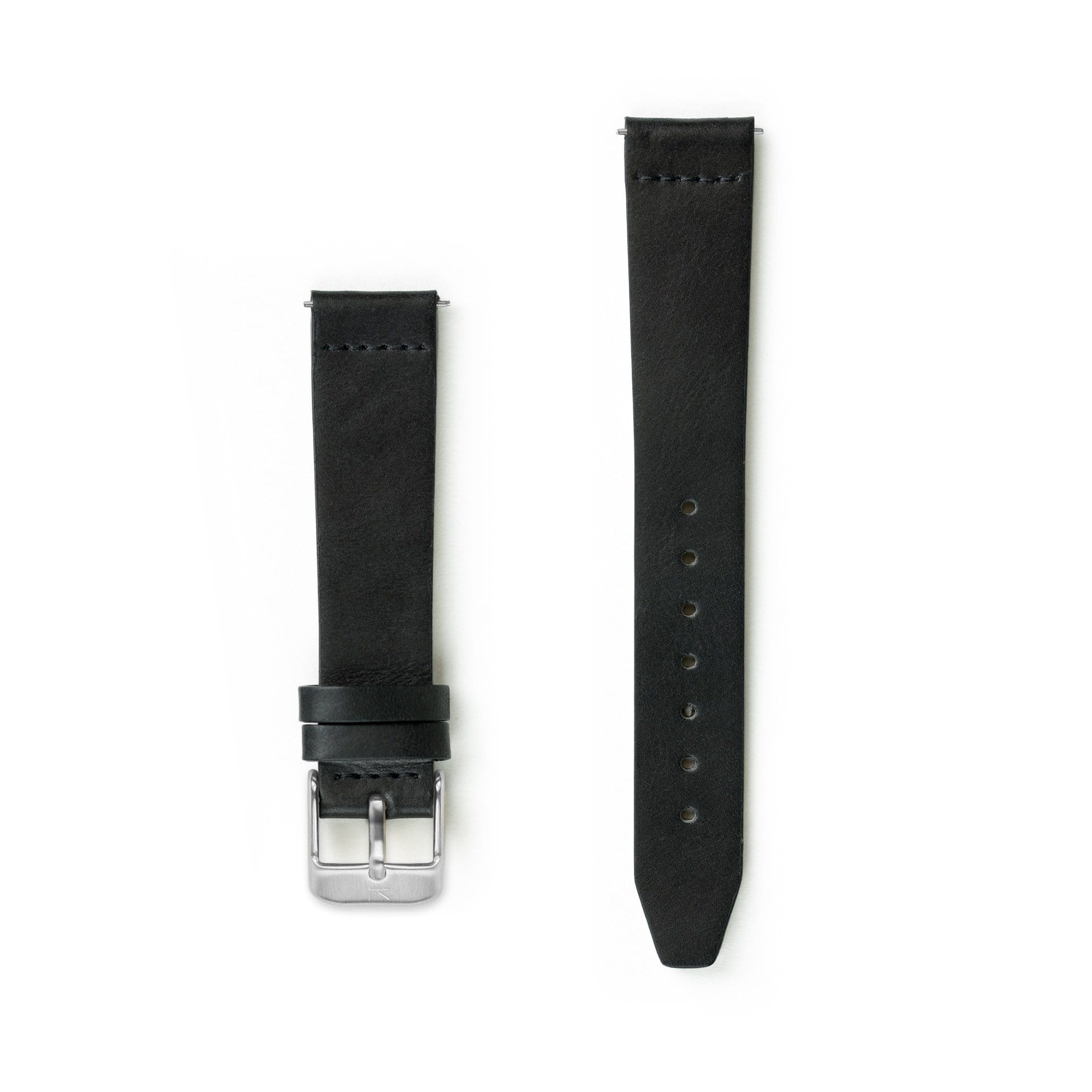 Flat Black Leather Watch Strap - 16mm Width Watch Strap - Kartel Scotland
