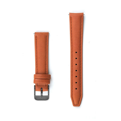 Tangerine Orange Stitched Leather Strap - 16mm Width Watch Strap - Kartel Scotland
