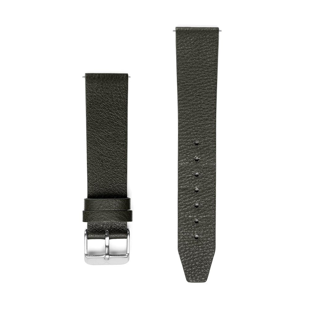 20mm Full Grained Leather Strap - Black