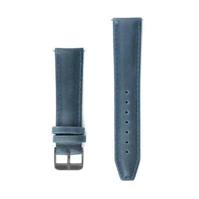 Navy Blue Stitched Leather Watch Strap - 20mm Width Watch Strap - Kartel Scotland