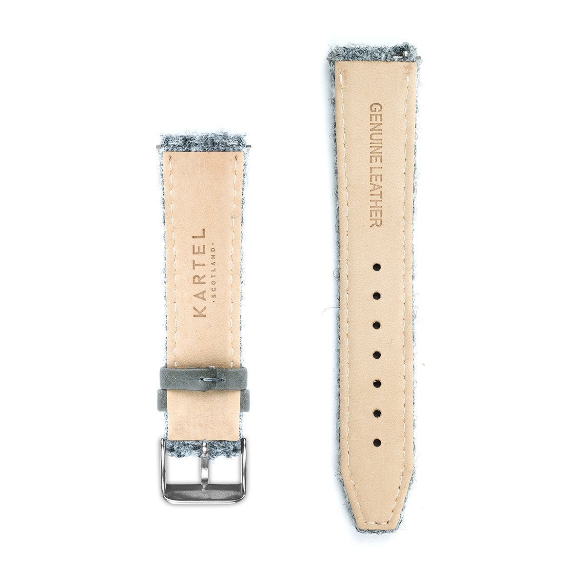 Light Grey Harris Tweed Watch Strap – 20mm Width Watch Strap - Kartel Scotland