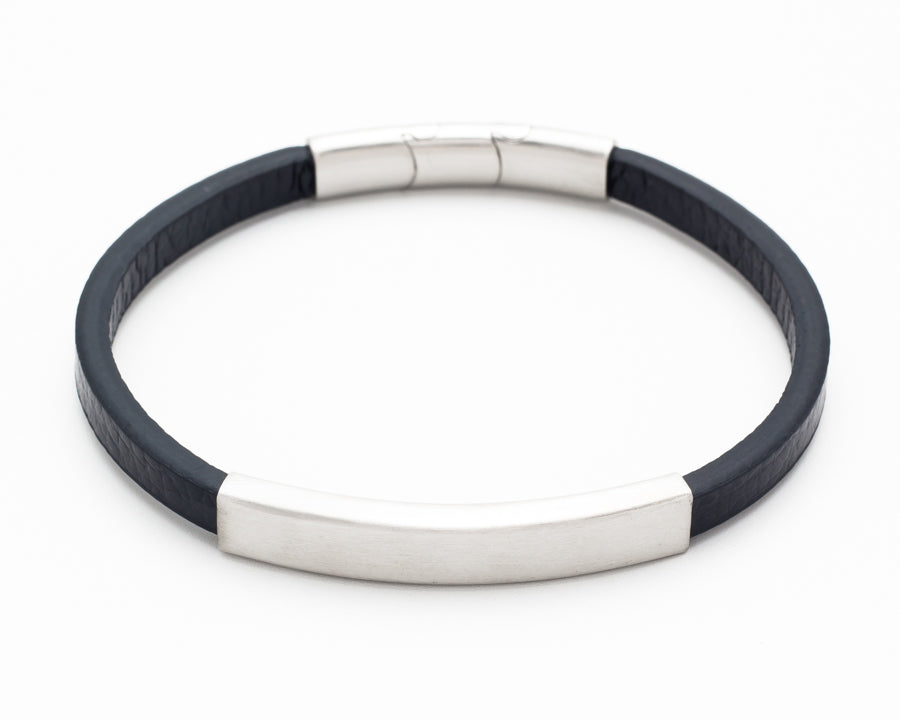 Kartel Navy Leather and stainless-steel bracelet