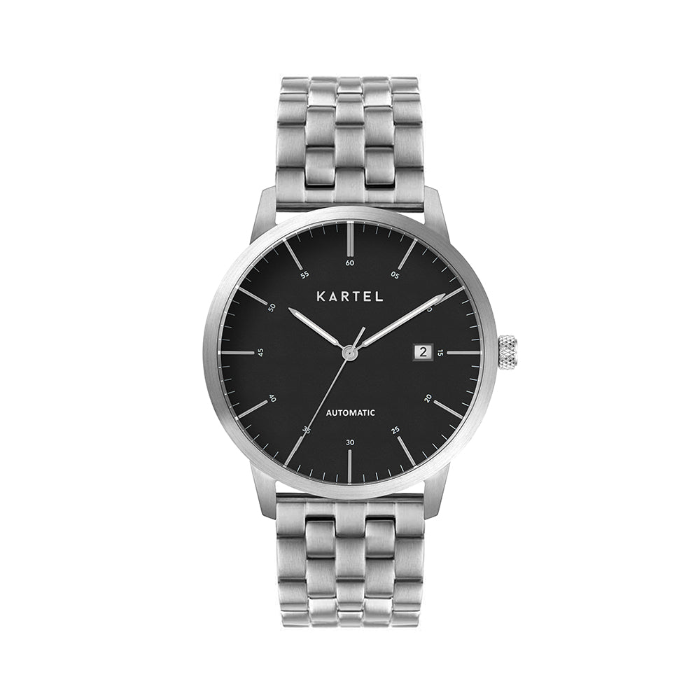 Cameron 41mm AUTOMATIC WATCH Silver Black Chunky